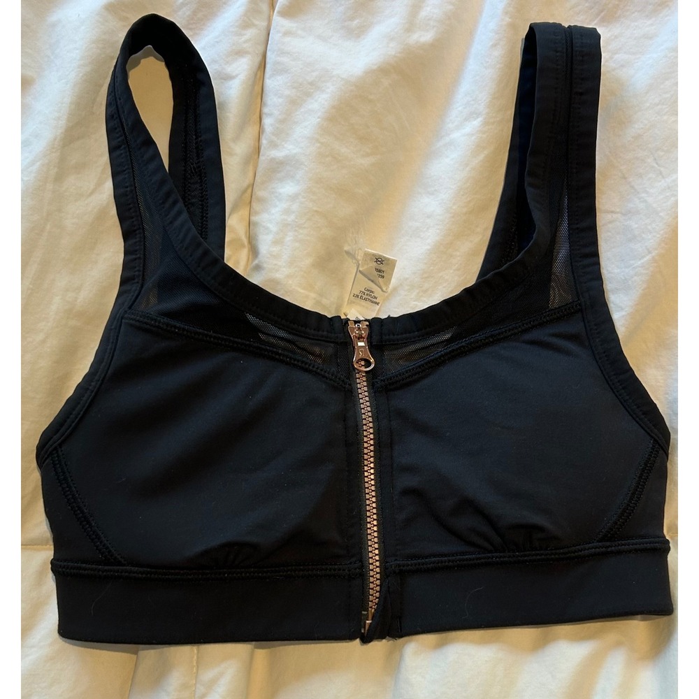 Lululemon Athletica Zip Front Sports‎ Bra Medium Support Black Size 2 wireless